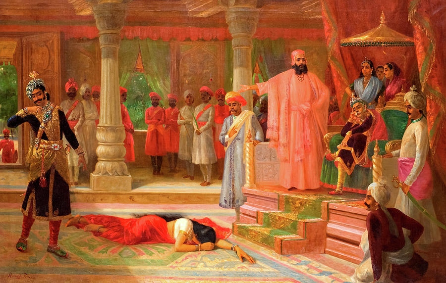 Draupadi at the Court of Virat Painting by Ravi Varma