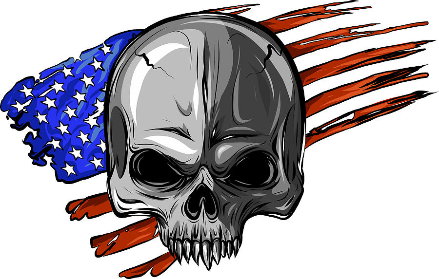 draw of Skull and flag usa. Vector illustration. Digital Art by Dean ...