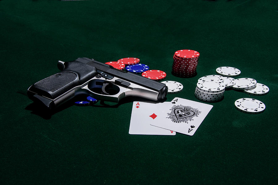 Draw Poker And Pair Of Aces And A Gun Photograph