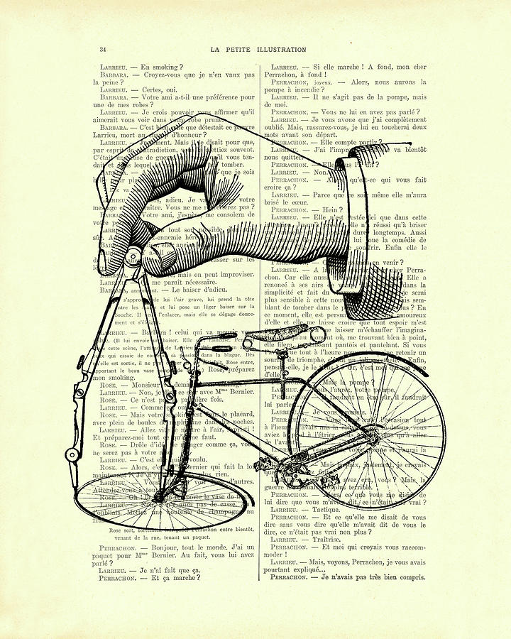 Black And White Digital Art - Drawing bicycles by Madame Memento