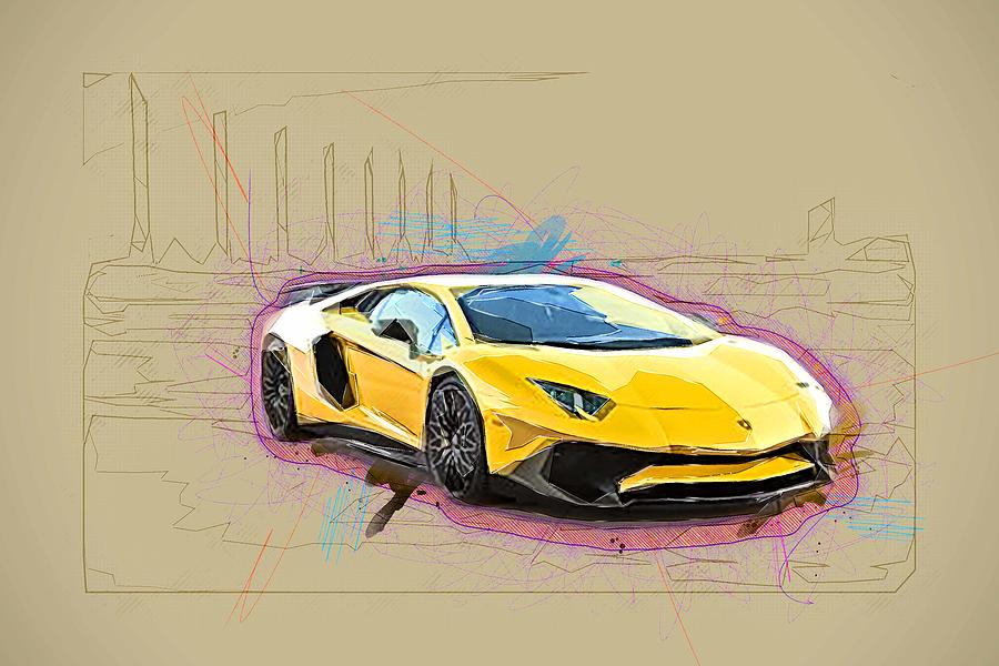 Drawing Lamborghini Aventador Hypercar Tuning 2015 Lambo Superveloce ...