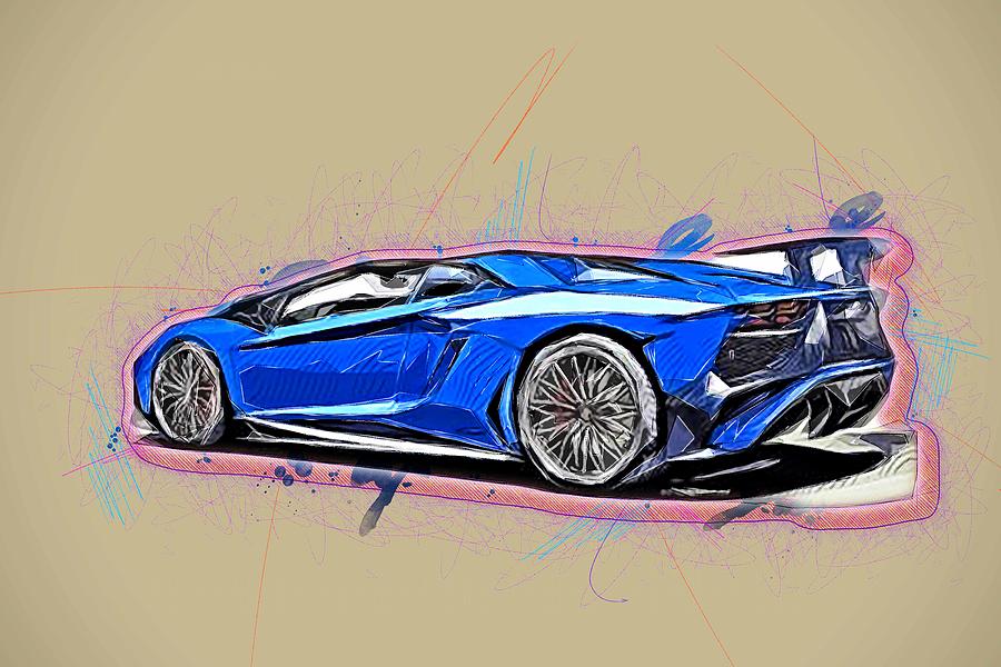 Drawing Lamborghini Aventador Lp750 4 Cars Car S Colorful Abstract