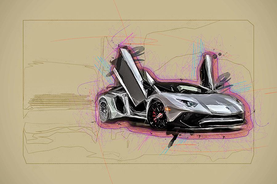 Drawing Lamborghini Aventador Lp750 4 Superveloce 2017 Cars Hypercars ...