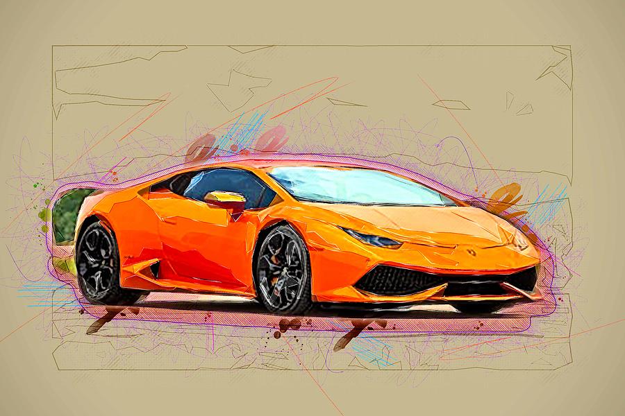 Drawing Lamborghini Huracan Hypercars 2020 Cars Supercars Orange ...