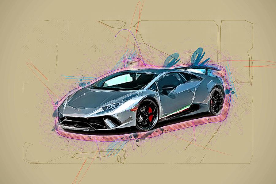 Drawing Lamborghini Huracan Lb724 Gray Sports Car Tuning Italian Cars ...