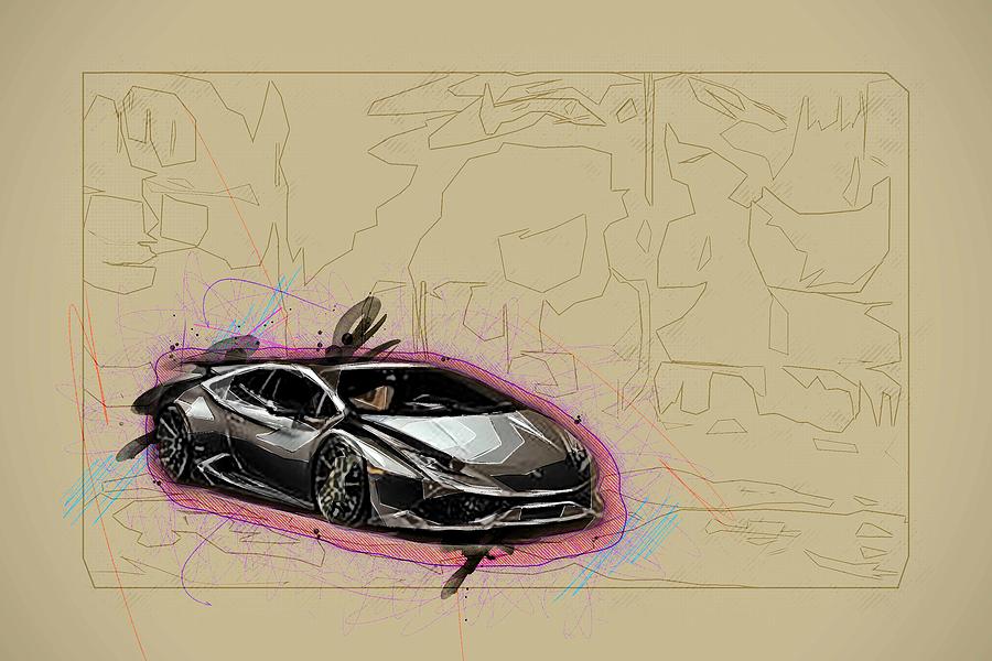 Drawing Lamborghini Huracan Lp 610 4 Tuning Gray Carbon Colorful ...