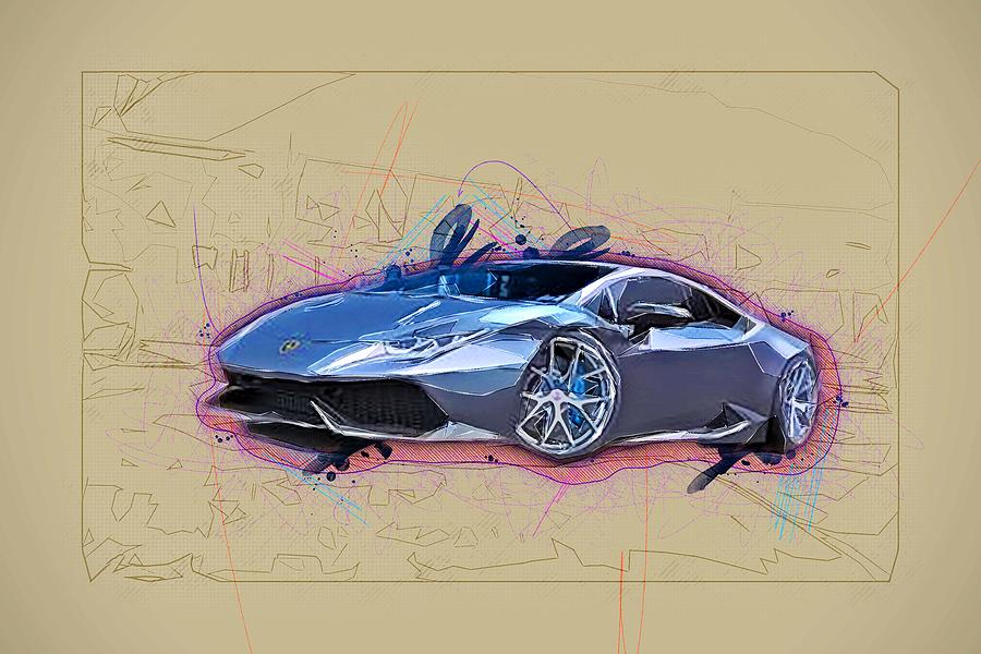 Drawing Lamborghini Huracan Lp640 4 Night Tuning Supercars Matte ...