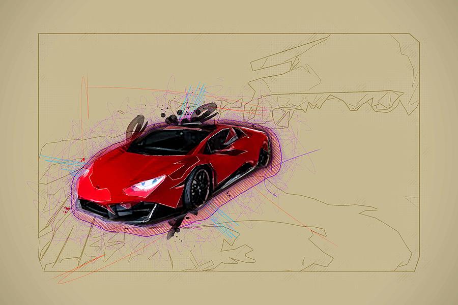 Drawing Lamborghini Huracan Rwd Night Novitec Torado Tuning Red ...