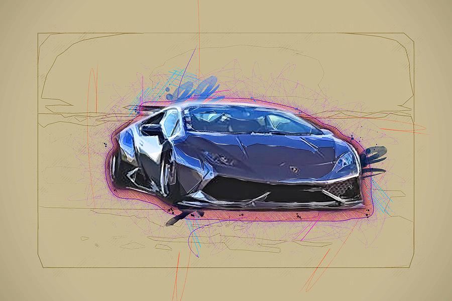 Drawing Lamborghini Huracan Tuning Gray Understatement Colorful ...