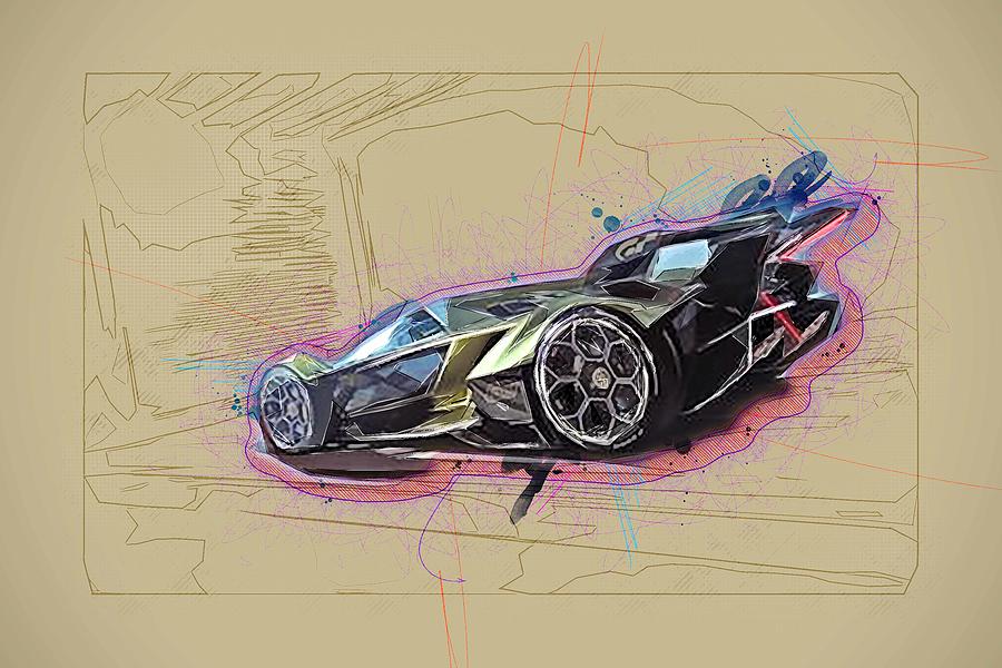 Drawing Lamborghini Lambo V12 Vision Gran Turismo Concept 2019 Race Car ...