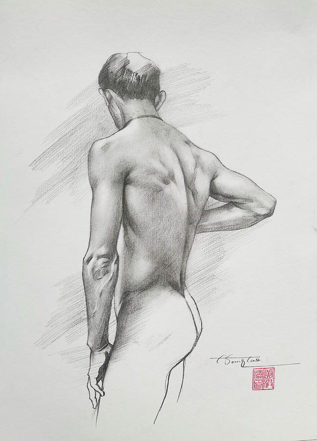 Drawing  male nude #20925 Drawing by Hongtao Huang
