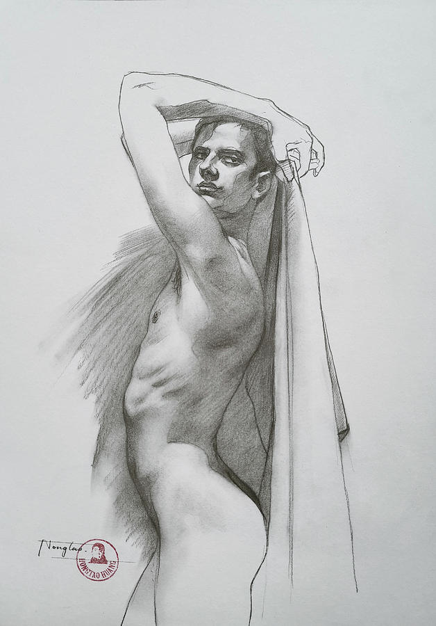 Drawing-Male nude#2161 Drawing by Hongtao Huang