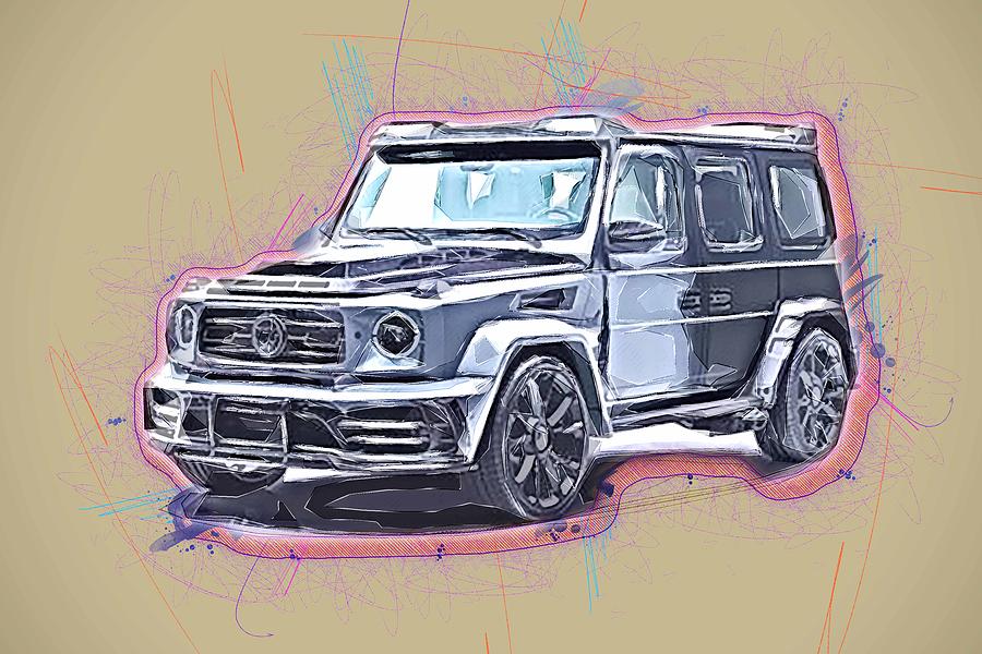 Drawing Mansory Mercedes Benz G Class 50Th Uae Tuning 2022 Cars Desert ...