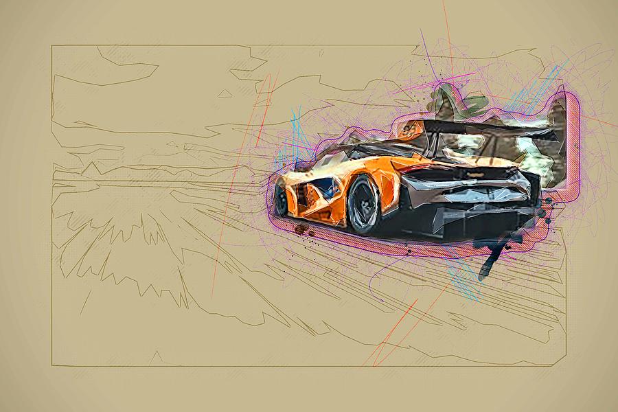 Drawing Mclaren 720S Gt3 2019 Racing Car Tuning Race Track Colorful  Abstract Artwork Mixed Media Painting by Ola Kunde