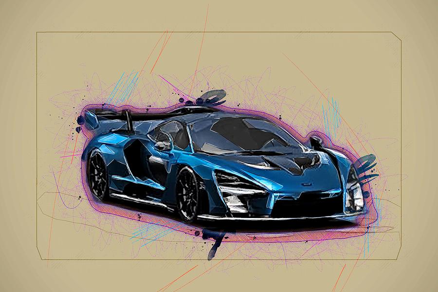 Drawing Mclaren Senna 2018 Blue Supercar Exterior Tuning Racing Cars ...