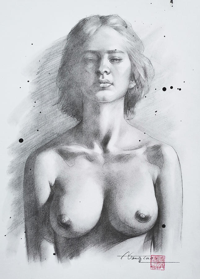 Drawing  nude girl #21035 Drawing by Hongtao Huang