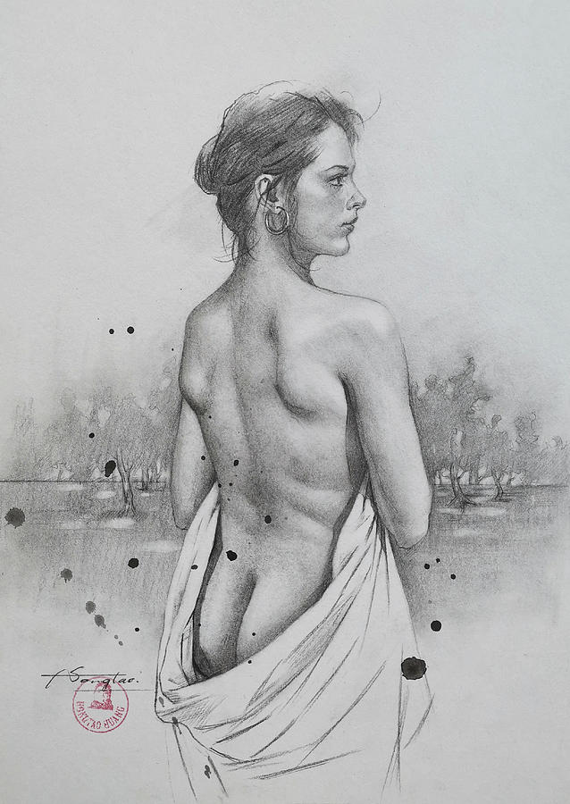 Drawing-Nude girl #21102 Drawing by Hongtao Huang