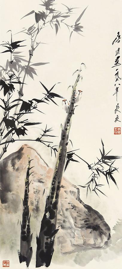 Tang Painting - Drawing Of Bamboos And Birds In The Year Of Wuwu by Tang Yun Tang Painting - Drawing Of Bamboos And Birds In The Year Of Wuwu by Tang Yun