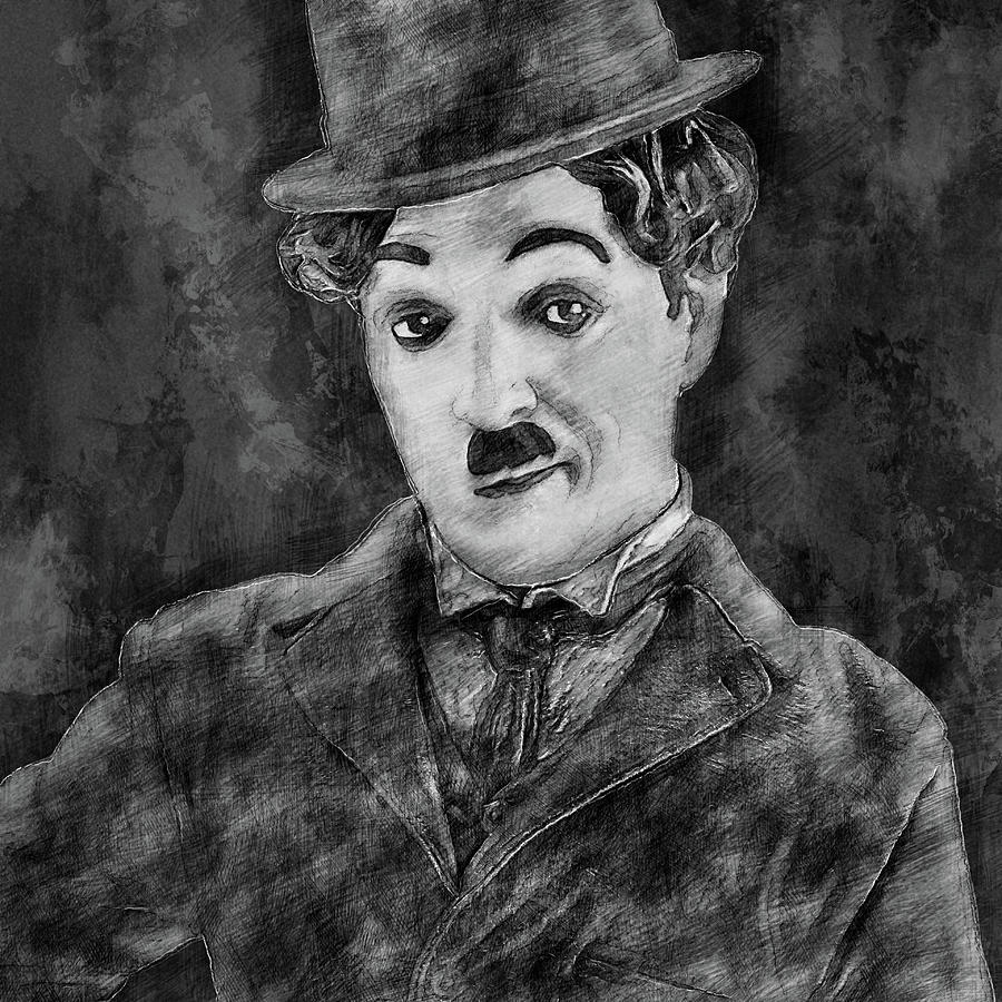 Drawing of Charlie Chaplin Digital Art by Art By Jeronimo Fine Art