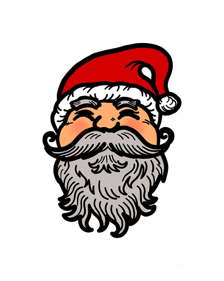 Drawing of Santa Claus face isolate on white background for Christmas ...