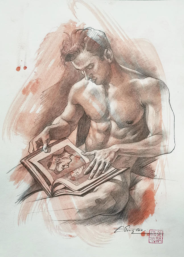 Drawing Reading artbook Drawing by Hongtao Huang