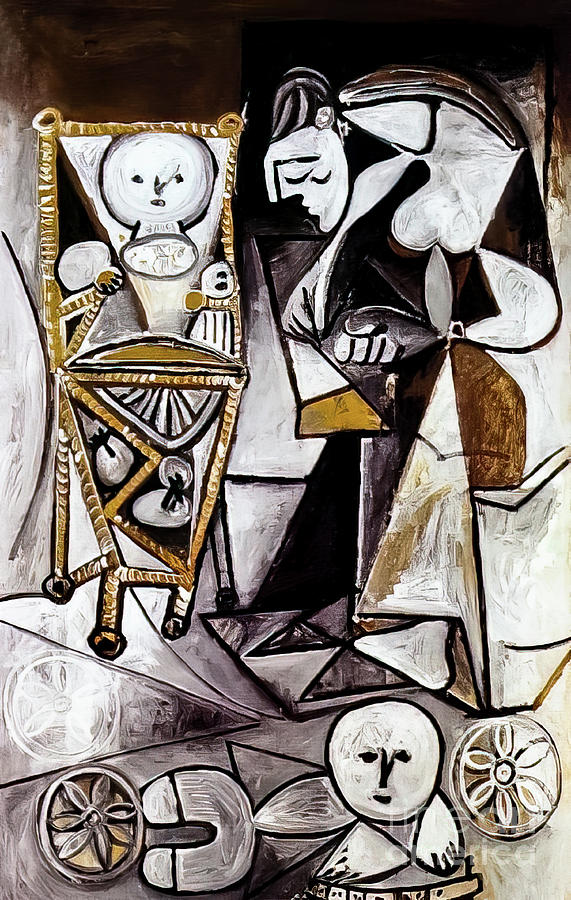 Drawing Woman Surrounded by Her Children by Pablo Picasso 1950 Painting by Pablo Picasso