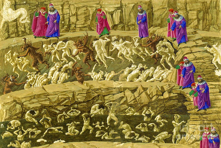 Drawings for Dante Divine Comedy Painting by Sandro Botticelli