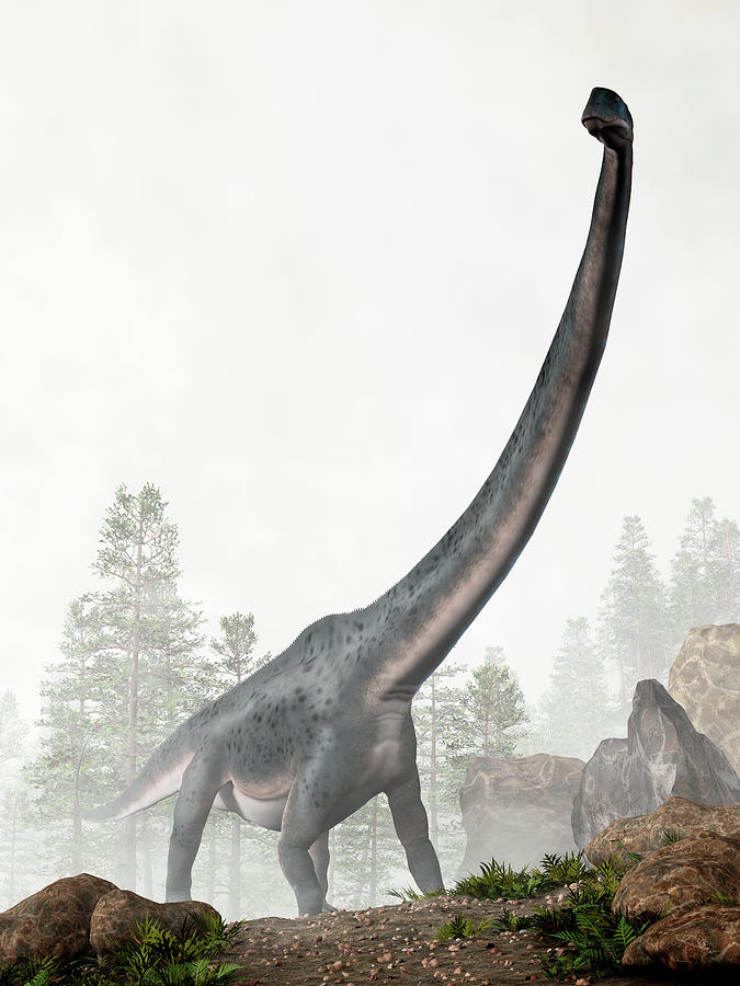 Dreadnoughtus in Fog Digital Art by Daniel Eskridge