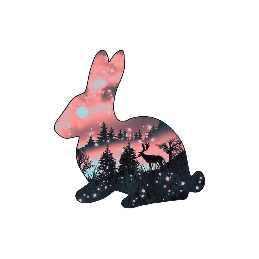 Dream Bunny - Silhouette Art Digital Art by Anastasiya Malakhova
