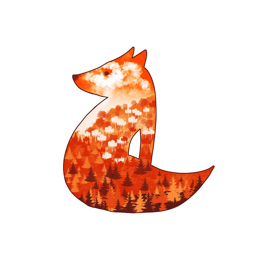 Dream Fox - Silhouette Art Digital Art by Anastasiya Malakhova