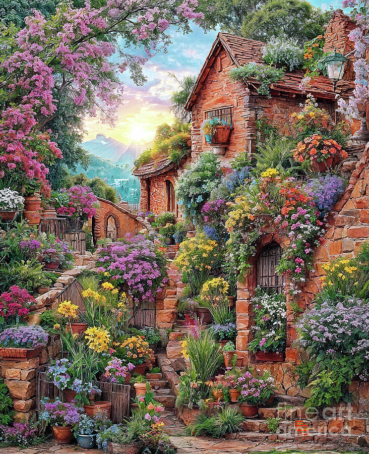 Dream house in the Garden of Eden in the South of France. Mixed Media by Elena Gantchikova Dream house in the Garden of Eden in the South of France. Mixed Media by Elena Gantchikova