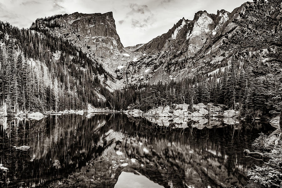 Dream Lake And Hallett Peak In Sepia Photograph by Gregory Ballos