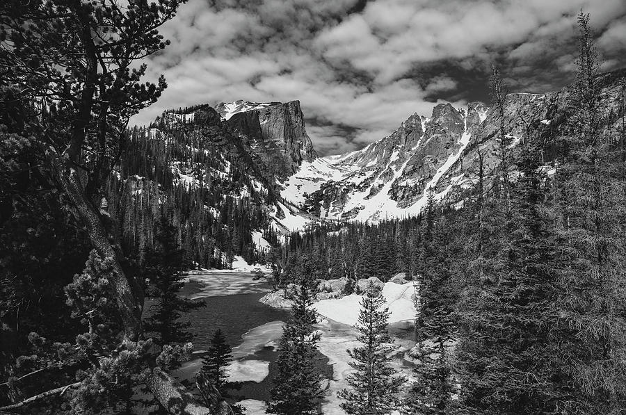 Dream Lake In Snow Black And White Photograph by Dan Sproul