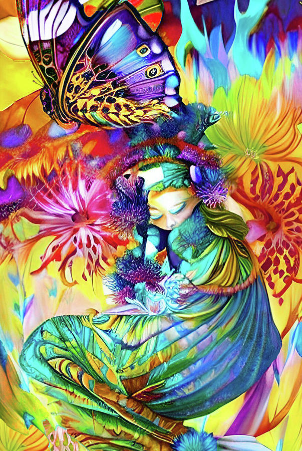 Fantasy Digital Art - Dream of Breautiful Butterfly by Grace Iradian