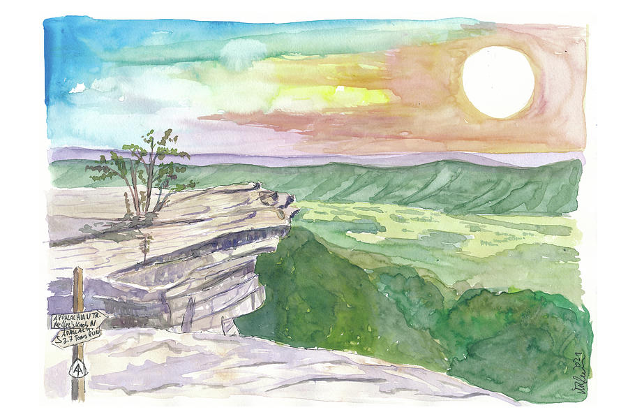 Mcafee Knob Painting - Dream of Hiking Appalachian Trail with McAfee Knob by M Bleichner
