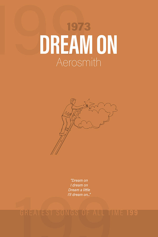Aerosmith Mixed Media - Dream On Aerosmith Minimalist Song Lyrics Greatest Hits of All Time 199 by Design Turnpike