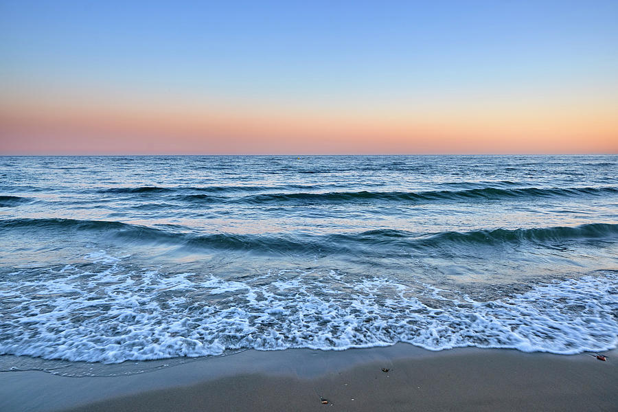 Dream sunset at the beach. Mediterranean sea. Artola natural park ...