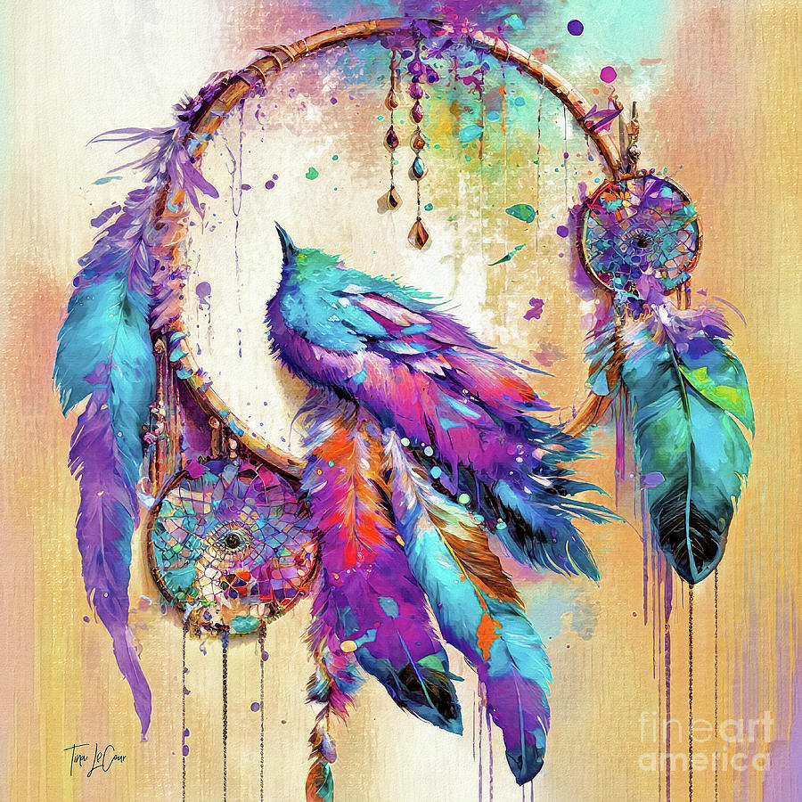 Feather Painting - Dreamcatcher by Tina LeCour
