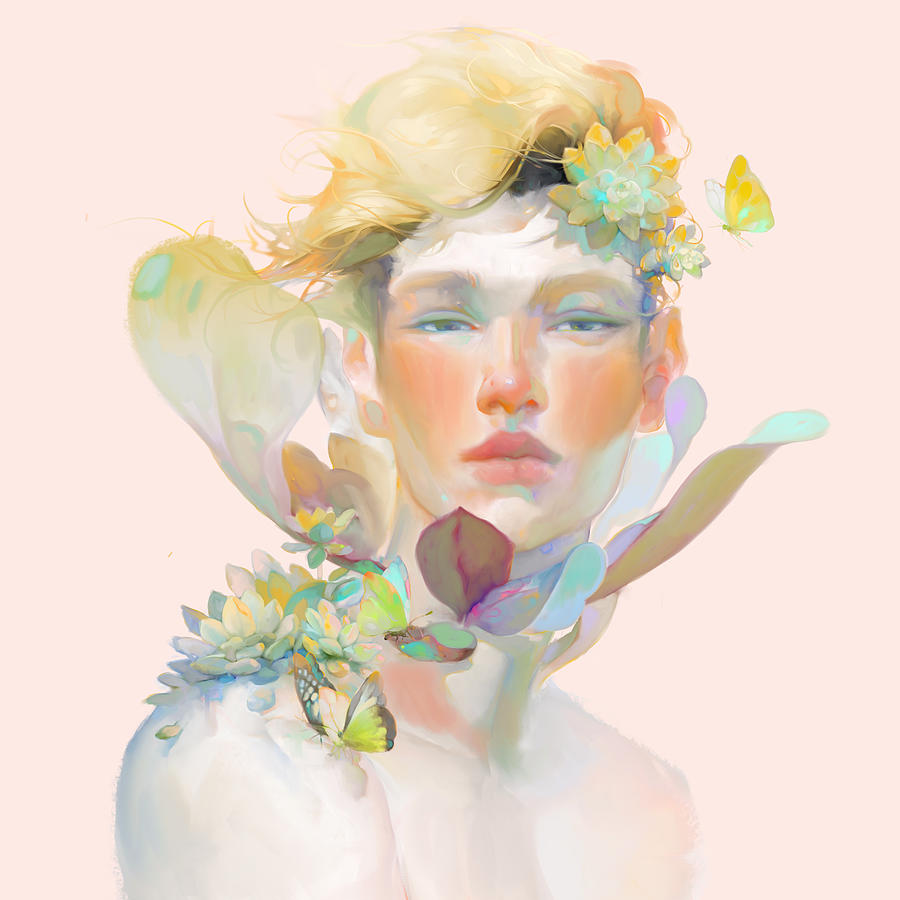 Image Nguyễn Nhạn image beautiful - Dreamer with flowers Digital Art by Thanh Nhan Nguyen - Fine Art ...