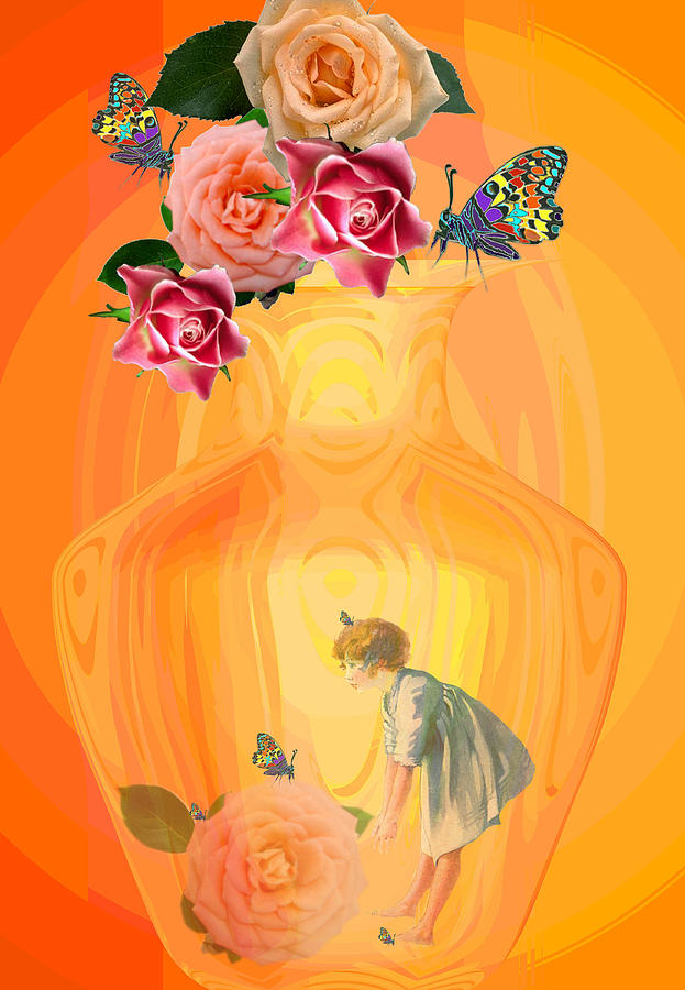 Dreaming of Butterflies and Roses Digital Art by Joyce Dickens