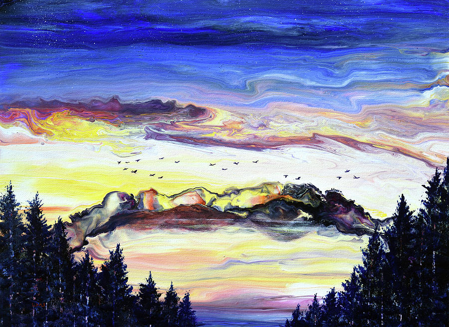 Dreaming of Crater Lake at Sunset Painting by Laura Iverson