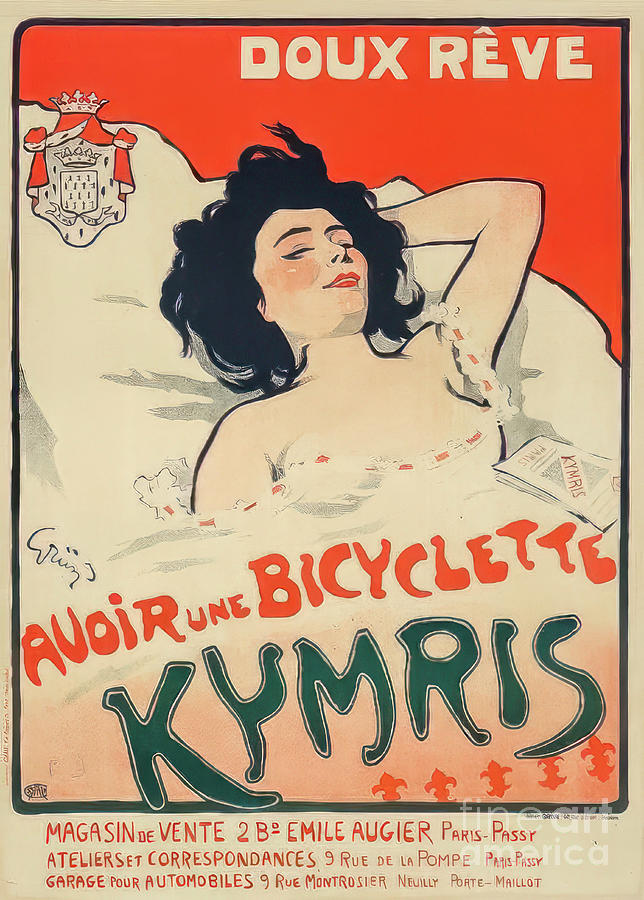 Dreaming of Kymris Bicycles Poster 1900 Drawing by M G Whittingham