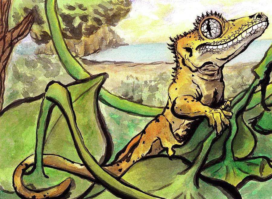 Crested Gecko Mixed Media - Dreaming of the Wild by Brianna Moore Crested Gecko Mixed Media - Dreaming of the Wild by Brianna Moore