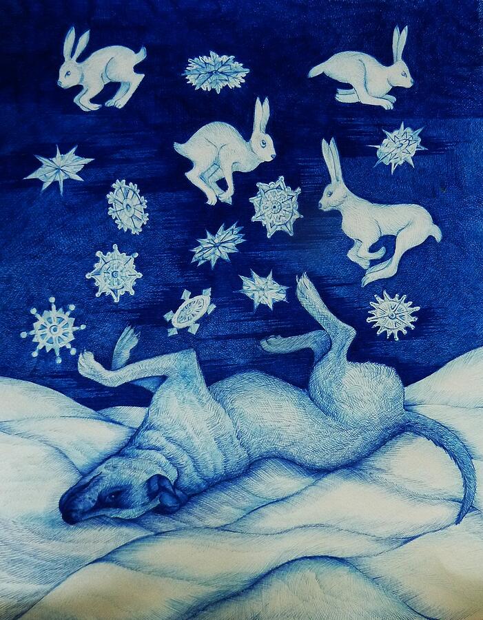 Rabbit Drawing - Dreaming Rocco. Part Six by Anna Duyunova