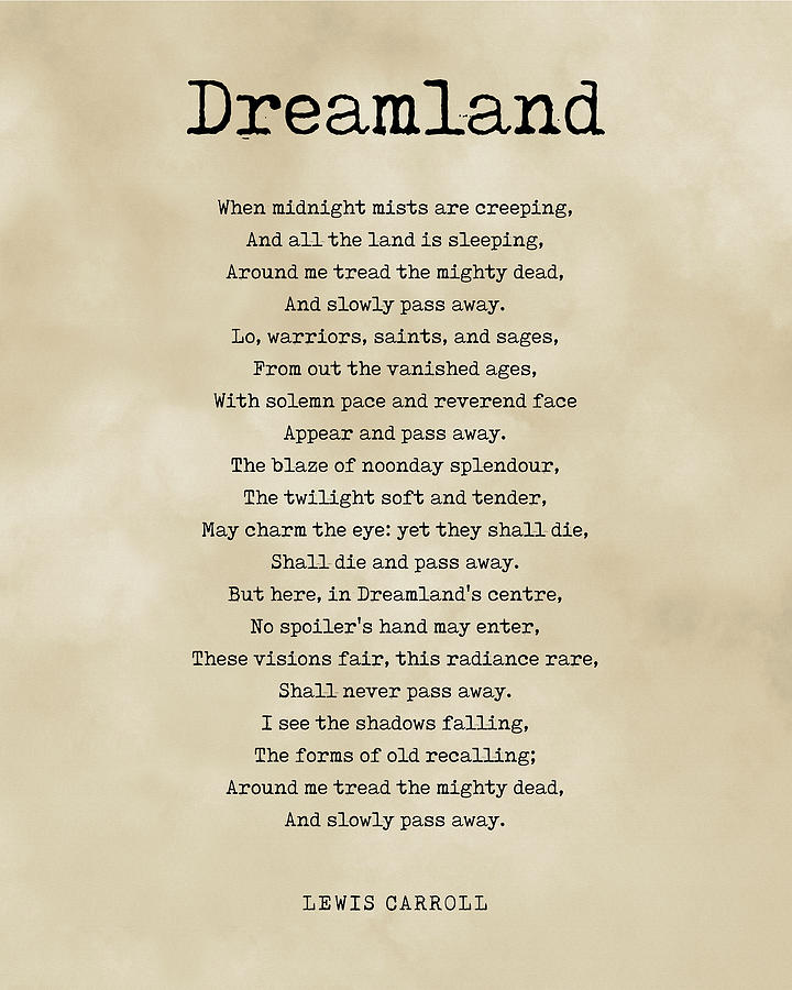 Dreamland - Lewis Carroll Poem - Literature - Typewriter Print 3 - Vintage Digital Art