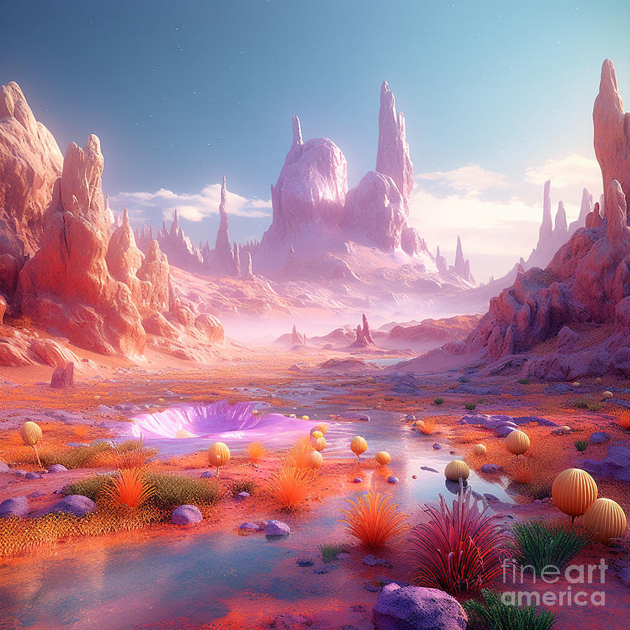 dreamlike  iridescent  utopia  desertscape     by Asar Studios Painting