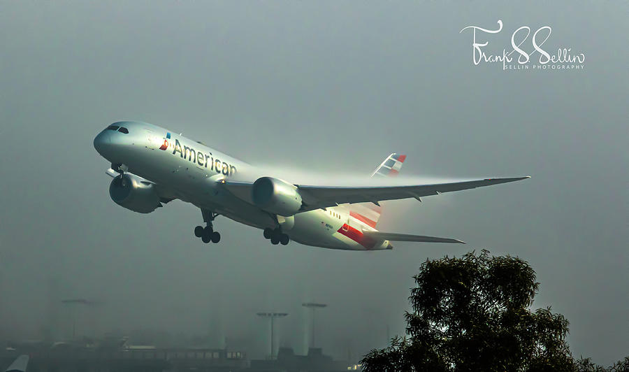 Dreamliner Misty Take Off Photograph by Frank Sellin