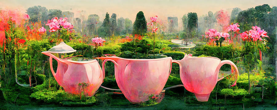 Tea Cup Digital Art - Dreams of Tea and Gardening by Keegan Shiner