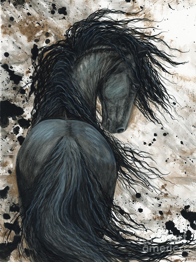 DreamWalker Friesian Horse II Painting by AmyLyn Bihrle