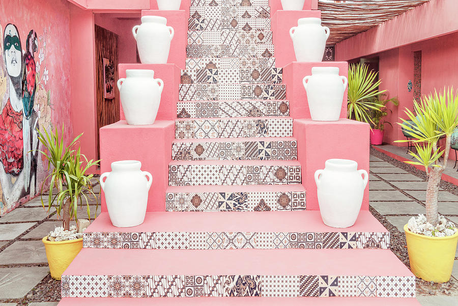 Dreamy Bali - Pink Stairs Photograph by Philippe HUGONNARD